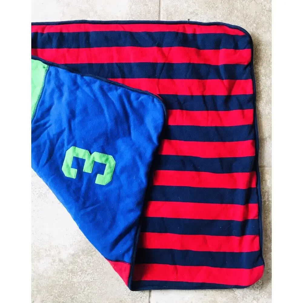 RARE Baby Gap Sports Square Baby Blanket Floor Pad Mat Red Blue Football Lovey